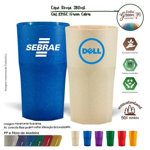 Copos personalizado, Canecas personalizada, Long drink personalizado - COPO ROMA GREEN COLORS 360mL